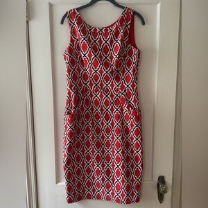 London Times Pink, Black and White Patterned Mini Dress size 10